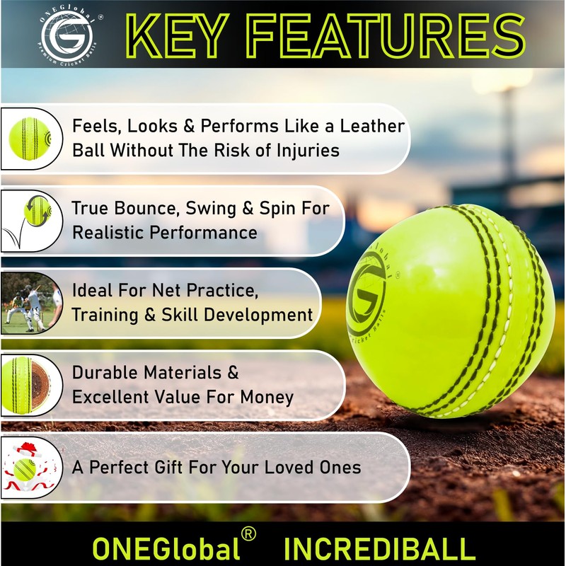 ONEGlobal Incrediball Soft Practice Cricket Ball | Outdoor & Indoor