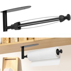 Romon Porta Rotolo da Cucina con Adesivo, Porta Rotoli da Cucina con Effetto Smorzante, Porta Scottex Cucina per Bagno e da Cucina, Montaggio a Parete Autoadesivo o Foratura, Nero