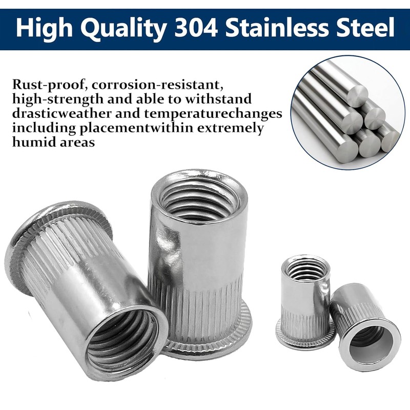 ZAMBASE Rivet Nut 5/16"-18 UNC 50Pcs Stainless Steel 304 Finish