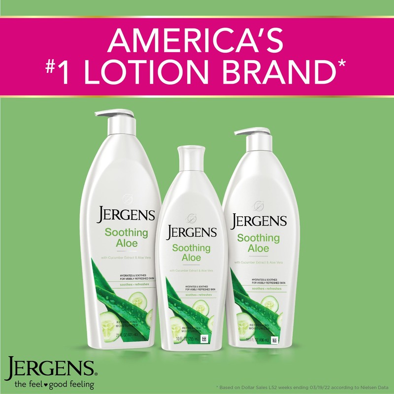 Jergens Hand and Body Lotion, Soothing Aloe Refreshing Moisturizer, with