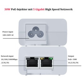 AgilePoElink 5 Gigabit PoE Injector 30W Power Supply, PoE+ Injector with 2 Mounting Tabs for Security IP Camera, Wireless AP, VoIP Phone, Cellgate, Video Doorbell