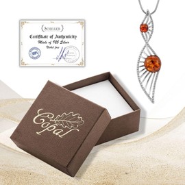 Copal Exquisite Women's Necklace with Amber Pendant Made of High-Quality Silver 925, Sterling Silver, Amber