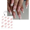 SPEVERT 3D Flower False Nail 24pcs Rhinestone Pink Fake Nails