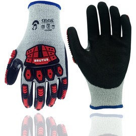 Cestus Brutus MD, Highest Level A9 Cut Resistant Impact Gloves, Gel Padded Palm, Foam Nitrile Coating, Puncture Resistant (2X-Large)