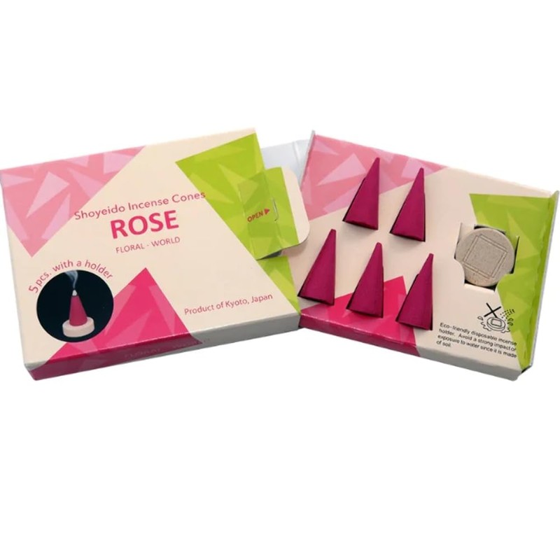 SHOYEIDO Rose Incense Cones, 5-Cone Set