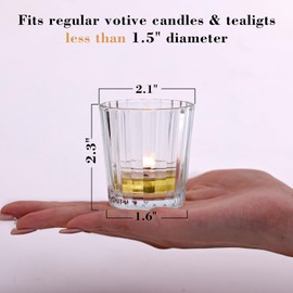 NITIME 24pcs Vintage Ribbed Votive Candle Holders, Glass Candle Holder for Wedding Table Decor, Tea Lights Candle Holder for Table Centerpiece, Christmas, Holiday Decor