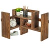 MyGift Adjustable Desktop Shelf, Deluxe Rustic Burnt Solid Wood Stackable