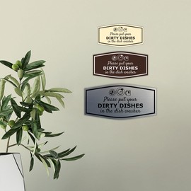 Signs ByLITA Fancy Please Put Your Dirty Dishes In The Dish Washer Sign (Brushed Gold) - Large