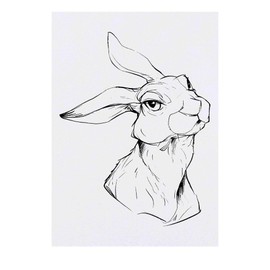 'Rabbit Portrait' Temporary Tattoo - Water Resistant, Skin-Safe, Non-Toxic Transfer (TO00085757)
