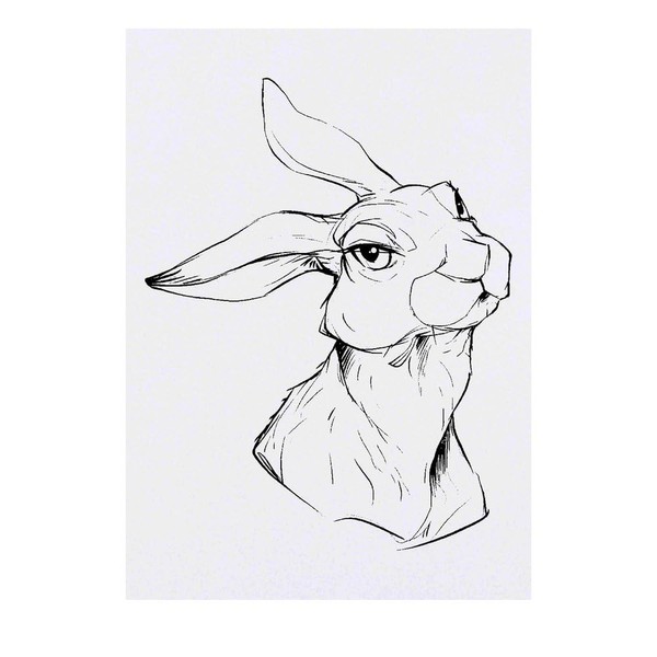 'Rabbit Portrait' Temporary Tattoo - Water Resistant, Skin-Safe, Non-Toxic Transfer