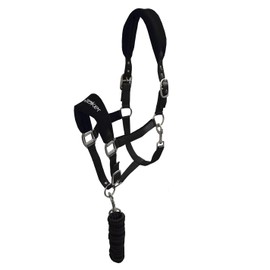 John Whitaker Unisex Club Headcollar and Lead Rope Set Black Full