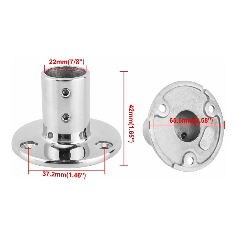 Boat Handrail Round Base 90 Degree 22mm Stainless Steel Boat