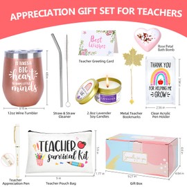 NaiCeay Best Teacher Appreciation Gifts for Women, Back to School, Christmas, Thank You Gifts for New Teacher-12 oz Tumbler Set