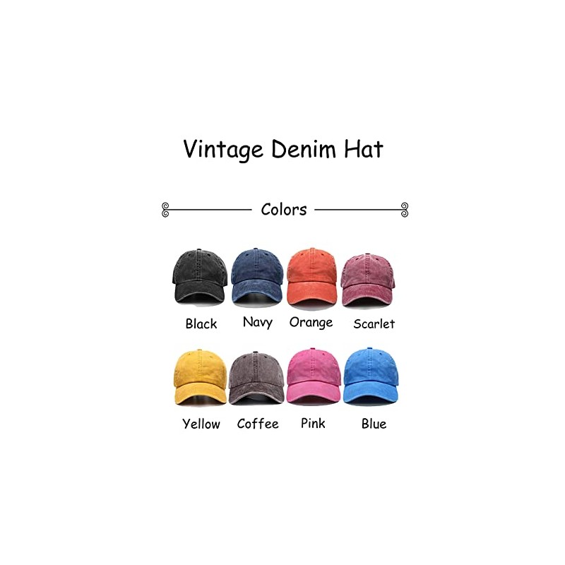 Giavuwn Embroidered Ukraine Hat Retro Vintage Washed Cotton Denim Baseball