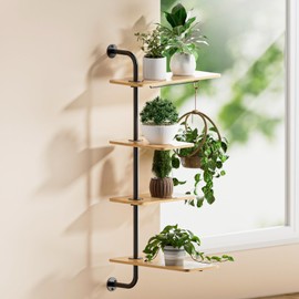 YUOROS Window Shelf for Plants, 4-Tier Rotating Window Sill Plant Shelves Stand Plant Wall Holder with Hanger