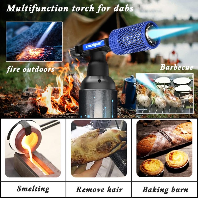 Molgoc Butane Torch with Anti-scalding Device,Stainless Steel Protective Cover,Refillable Kitchen