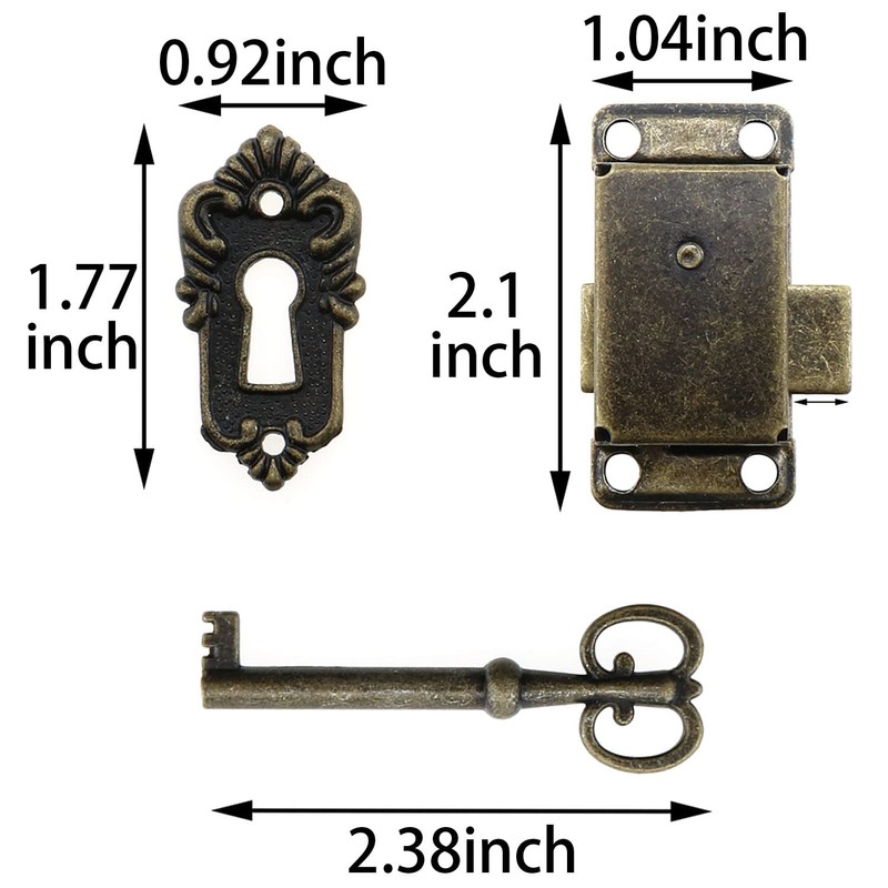 MEETOOT 2 Sets Antique Cabinet Lock Flush Mount Case Box