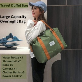 Travel Duffel Bag – Large Green Sport Duffel Bag, Gym Tote Bag, Weekender Overnight Bag, Carry On Bag for Women Men Hospital Bag