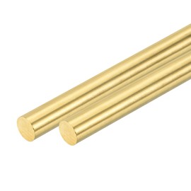 sourcing map 2 Pcs Brass Solid Round Rod, 10mm x 102mm H62 Brass Lathe Bar Stock Brass Rod