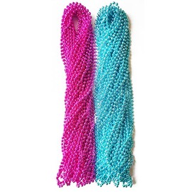 ZROZRO 72 Pcs 6 mm Baby Gender Reveal Beads for Baby Shower Announcement Party Supplies 33 Inch Metal Light Blue Hot Pink Beaded Necklace for Carnival Theme Party Gender Reveal Games Decorations
