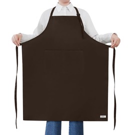 ROTANET Extra Large Apron for Men Adjustable Bib Aprons with 2 Pockets Cooking Kitchen Bbq Grilling Big for Women Chef Water & Oil Resistant Brown