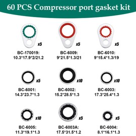 XIHIRCD 60pcs Car A/C Compressor Gasket Kit, Nitrile Rubber O-Rings, 9 Models, Red, Black, 60 Count