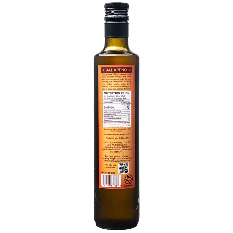 Terra Verde Jalapeno Red Extra Virgin Olive Oil, 500ml (16.9oz)