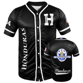 Fury Honduras Baseball Jersey, Black Honduras Baseball Button Down Jersey Shirts (US, Alpha, Medium, Regular, Regular, Negro)