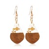 Retro Wooden Resin Geometric Bar Drop Dangle Earrings Layered Leopard