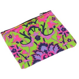 GURU SHOP Colourful Boho Purse, Upcyceling Fabric Purse, Green/Pink, Men/Women, Cotton, Size: One Size, 10 x 13 x 1 cm, Wallets, Green, Casual