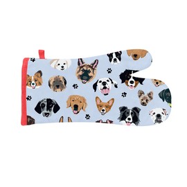 About Face Designs Hello Pets Collection - Hand-Drawn Cotton Oven/Grill Mitt, One Size, Dogs