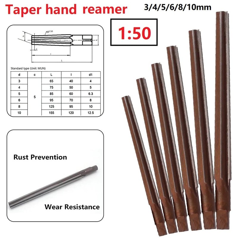 SPORTARC 1PCS/6PCS Taper Reamer Set, 1:50 Conical Degree Sharp Manual