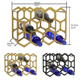 AT-VALY Countertop Wine Rack,Durable and Sturdy Freestanding 14 Bottle Wine Holder for Home Decor, Bar,Cabinet,Pantry (Gold)