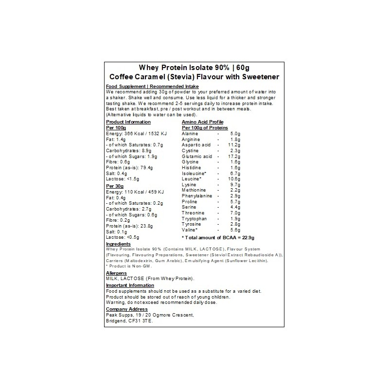 Whey Protein Isolate 90% - All Flavours (60g (2 Servings),