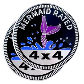 2 emblemas de coche con clasificación de sirena, 4 x 4 de metal, insignias redondas 3D de metal para automóvil, insignias de coche, calcomanías compatibles con Jeep Wrangler vehículos, camiones, SUV, RV