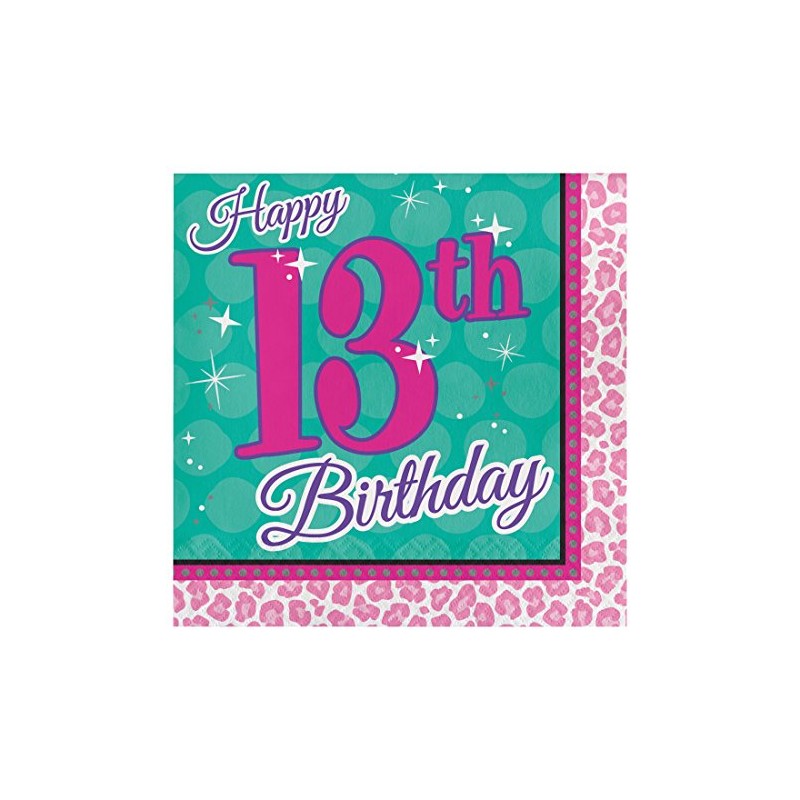 Creative Converting 16 Count Paper Lunch Napkins, 13th Birthday, Sparkle
