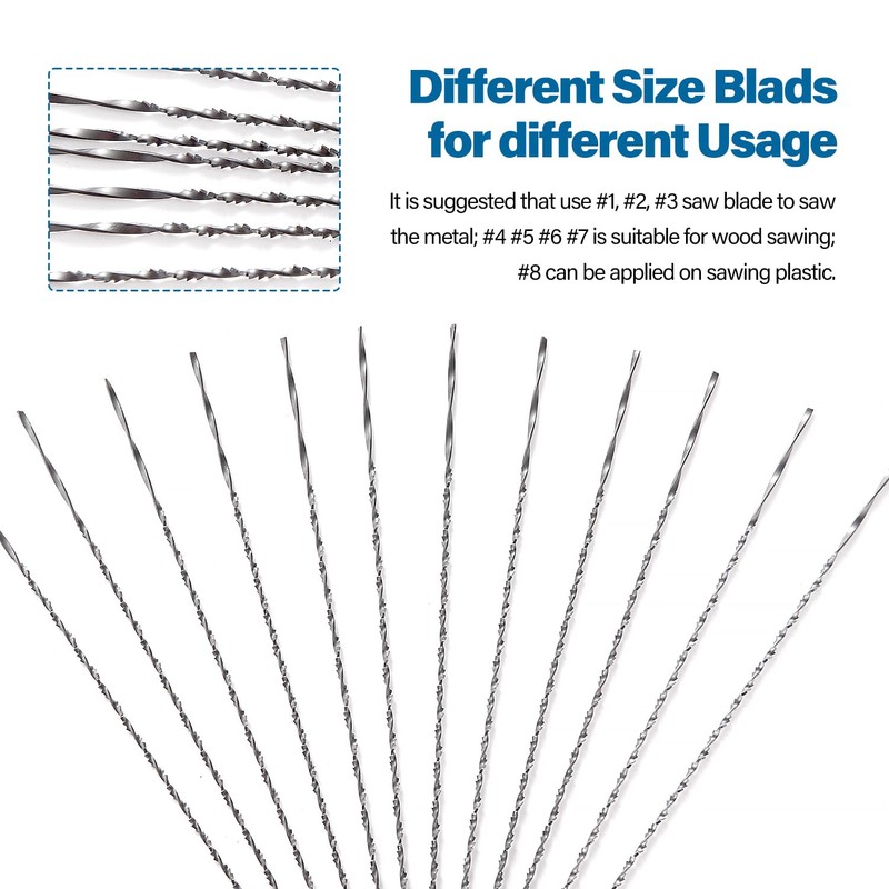 VooGenzek 12 pieces 8# scroll saw blades with spiral teeth,