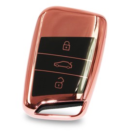 Finest Folia Autoschlssel Hlle fr 3 Tasten Auto Schlssel TPU Schutzhlle Chrom Hochglanz Schlsselhlle Cover Kfz Zubeh?r VD (Chrom Rosegold)