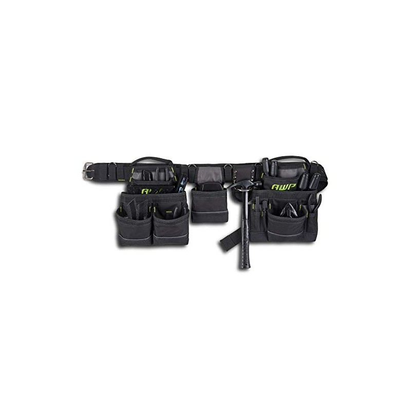 AWP Carpenter Tool Rig with Carry Handles, Premium Tool Belt,