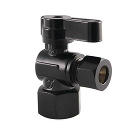 Kingston Brass KF4310MB 1/2" FIP x 3/8" OD Comp Angle Stop Valve, Matte Black