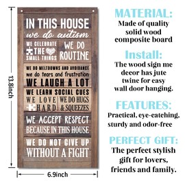 Autism Awareness Sign, In This House We Do Autism, Decorative Wall Plaque, Rustic Door Sign with Hanging Rope, Autism Family Decor, Autism Classroom Door Hanger, Autism Home Wall Decor