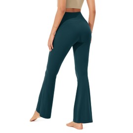 ODODOS Cloud Feeling Flared Yoga Pants with Back Pocket for Women, High Waist Casual Bootleg Lounge Pants, 32" Inseam, Forest Teal, Large