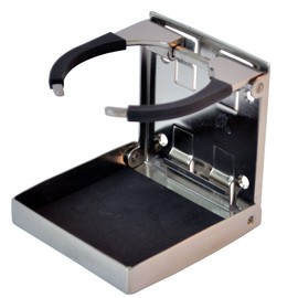 SeaLux Stainless Steel Adjustable Fold Down Cup, Drink and Mug Holder for Boat, car 3" or 3-3/4" Opening (3" Drink, Can Holder (Small))