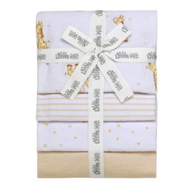4 Pack Flannel Receiving Blankets for Baby, 30 in. x 30 in., Giraffe Tan Prints
