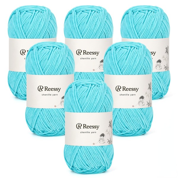 Reessy 6 × 50g Chenille Yarn, Soft Chunky Wool for