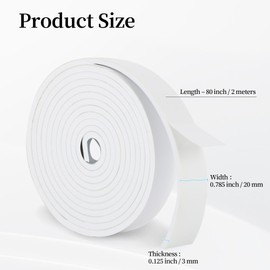 Mikzhskr Hat Tape Roll 80" Hats Size Reducer Insert Foam Filler Cap Sizing Tape Self Adhesive for Hard Hat, Graduation Cap, Cowboy, Fedora, Baseball Caps, Pana, Straw, Western (White)