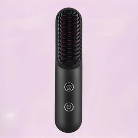 Cepillo Alisador de Pelo Inalámbrico Portátil con Pantalla LED de Temperatura, Cepillo Alisador de Pelo Inalámbrico de Iones Negativos con Pinza para el Pelo, Cable Tipo C, Bolsa