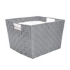 Simplify Large Metallicx Striped Woven Storage Bin in Grey/Silver