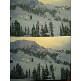 LOT of 2 CHRISTMAS CARDS AERIAL VIEW STEVENS PASS GLOWING SNOWFALL EASTERN WA