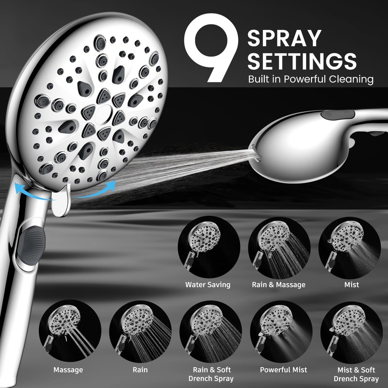FEELSO 10" High Pressure Shower Head Combo with Handheld Spray,